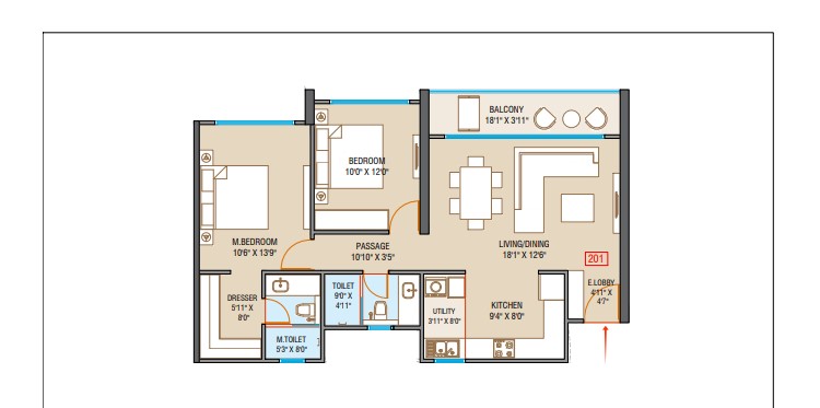 4 BHK Floor Plan – Lodha Sadahalli