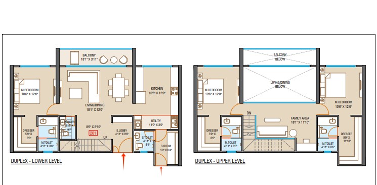 3 BHK Duplex Floor Plan – Lodha Sadahalli